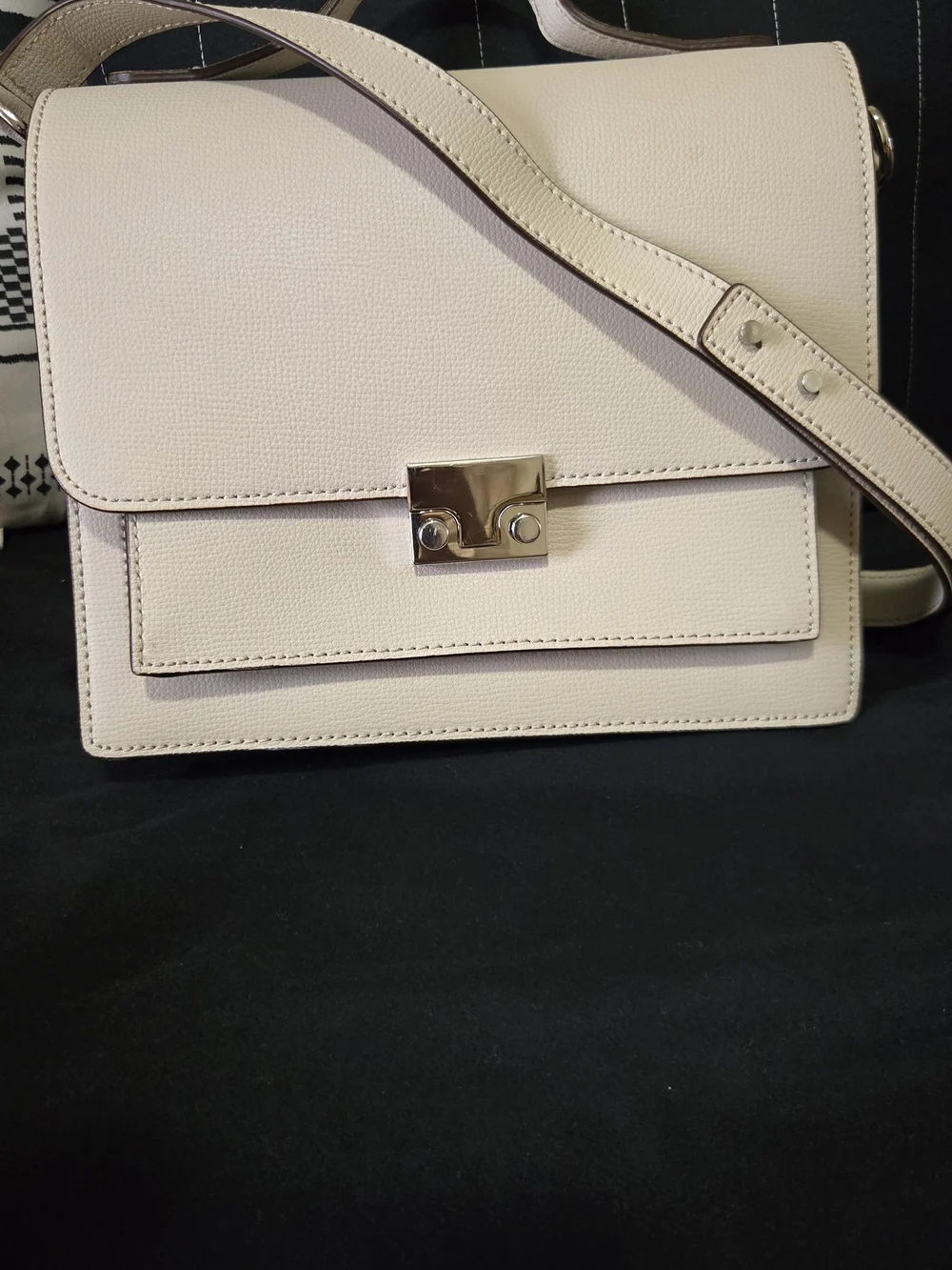 Loeffler Randall Cream Leather Satchel with Silver Hardware